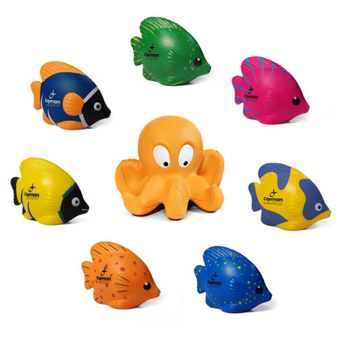 Cayman Chemical Squish Fish, Squish Octopus. Novelty fish, stress balls, promotional items. 